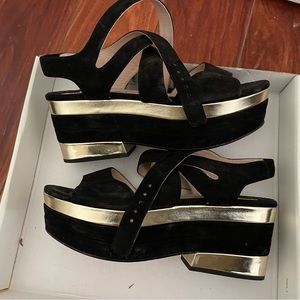 MIU MIU gold platform sandals